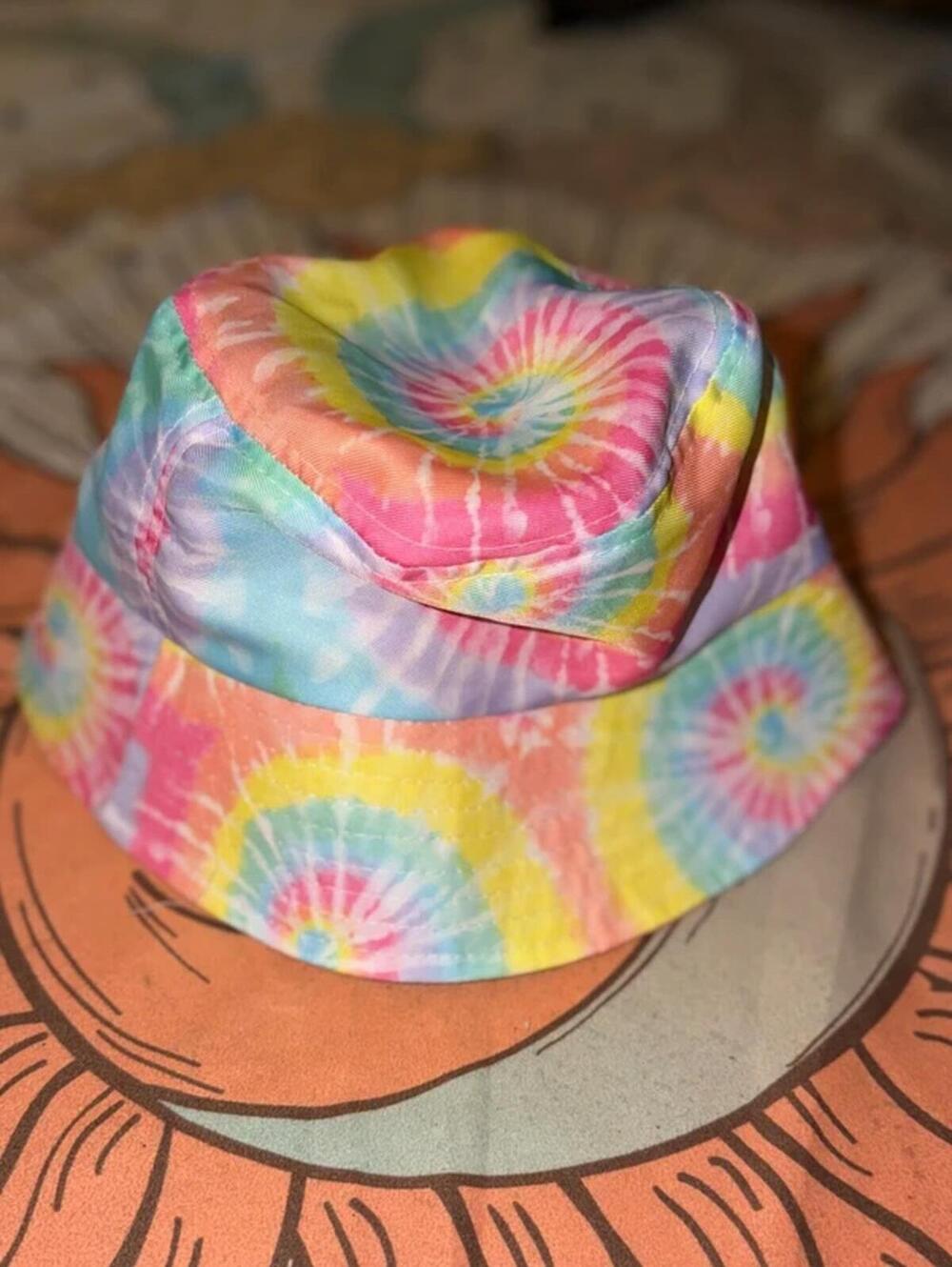 SHEIN Pastel Tie-Dye Bucket Hat | Multicolor Festival Beach Hat